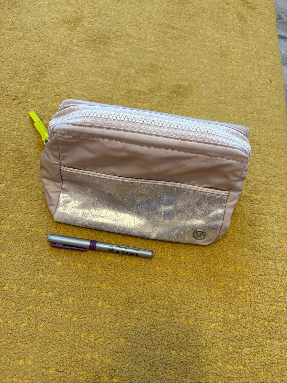 lululemon athletica Blush Pink Cosmetic Pouch with Shimmer Front Pocket